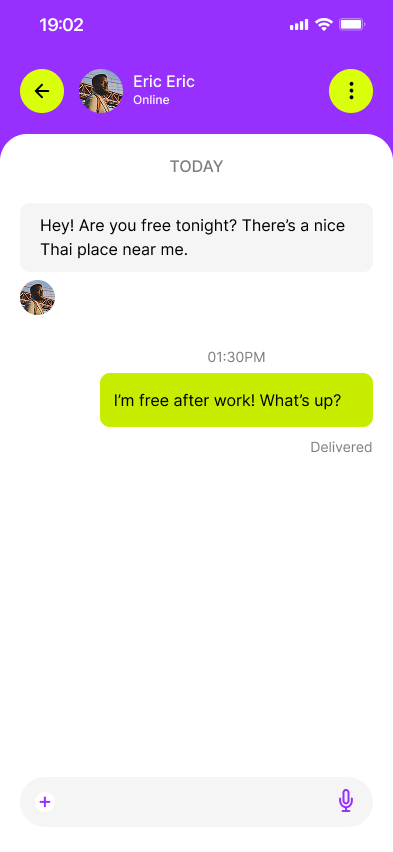 Yaadle chat screen